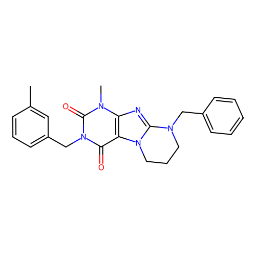 9-benzyl-1-methyl-3-(3-methylbenzyl)-6,7,8,9-tetrahydropyrimido[2,1-f]purine-2,4(1H,3H)-dione structure