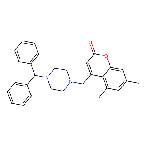 4-{[4-(Diphenylmethyl)piperazinyl]methyl}-5,7-dimethylchromen-2-one structure
