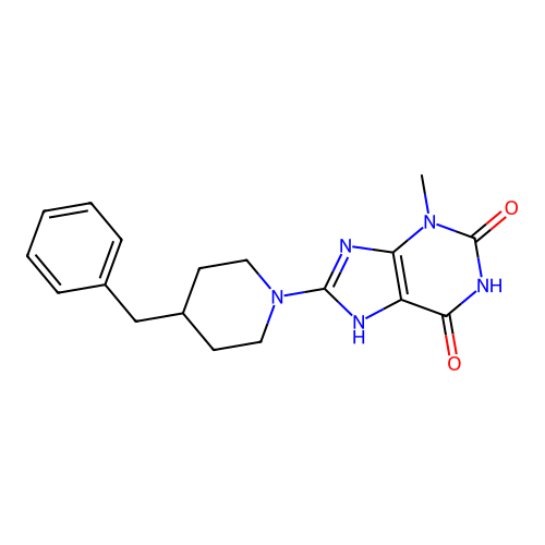 8-(4-benzylpiperidin-1-yl)-3-methyl-1H-purine-2,6(3H,7H)-dione structure