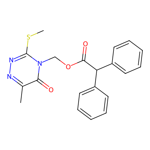 (6-Methyl-3-methylsulfanyl-5-oxo-1,2,4-triazin-4-yl)methyl 2,2-diphenylacetate structure