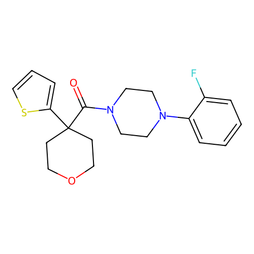 [4-(2-Fluorophenyl)piperazin-1-yl]-(4-thiophen-2-yloxan-4-yl)methanone structure