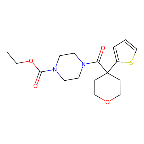 ethyl 4-[4-(thiophen-2-yl)oxane-4-carbonyl]piperazine-1-carboxylate structure