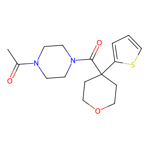 1-[4-(4-Thiophen-2-yloxane-4-carbonyl)piperazin-1-yl]ethanone structure