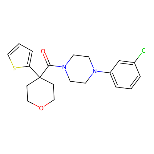 [4-(3-Chlorophenyl)piperazin-1-yl]-(4-thiophen-2-yloxan-4-yl)methanone structure