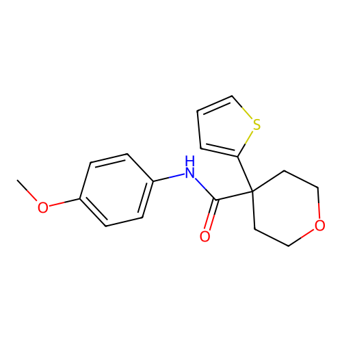 N-(4-methoxyphenyl)-4-thiophen-2-yloxane-4-carboxamide structure