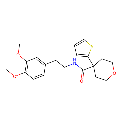 N-[2-(3,4-dimethoxyphenyl)ethyl]-4-thiophen-2-yloxane-4-carboxamide structure
