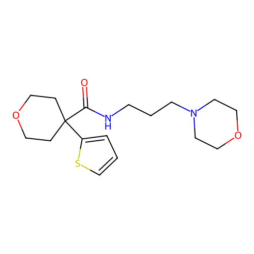 N-(3-morpholinopropyl)-4-(thiophen-2-yl)tetrahydro-2H-pyran-4-carboxamide structure
