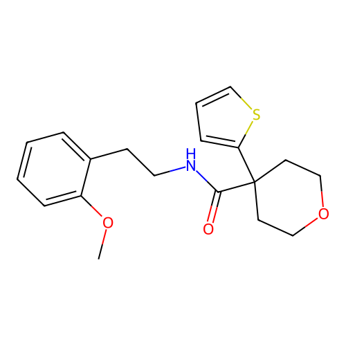 N-[2-(2-methoxyphenyl)ethyl]-4-thiophen-2-yloxane-4-carboxamide structure