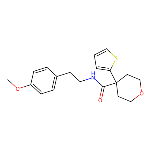 N-[2-(4-methoxyphenyl)ethyl]-4-thiophen-2-yloxane-4-carboxamide structure