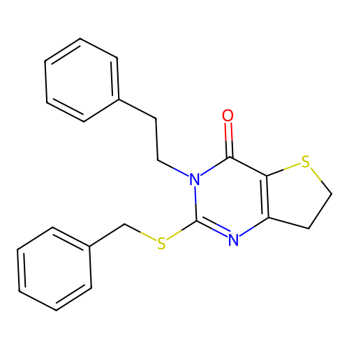 2-(benzylthio)-3-phenethyl-6,7-dihydrothieno[3,2-d]pyrimidin-4(3H)-one structure
