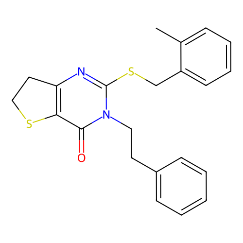 2-((2-methylbenzyl)thio)-3-phenethyl-6,7-dihydrothieno[3,2-d]pyrimidin-4(3H)-one structure