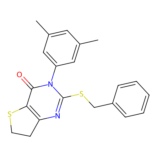 2-Benzylsulfanyl-3-(3,5-dimethylphenyl)-6,7-dihydrothieno[3,2-d]pyrimidin-4-one structure
