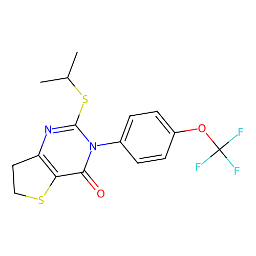 2-(propan-2-ylsulfanyl)-3-[4-(trifluoromethoxy)phenyl]-3H,4H,6H,7H-thieno[3,2-d]pyrimidin-4-one structure