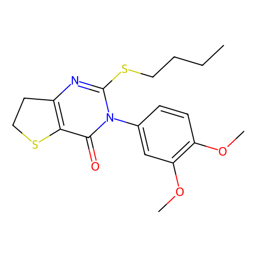 2-Butylsulfanyl-3-(3,4-dimethoxyphenyl)-6,7-dihydrothieno[3,2-d]pyrimidin-4-one structure