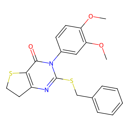 2-Benzylsulfanyl-3-(3,4-dimethoxyphenyl)-6,7-dihydrothieno[3,2-d]pyrimidin-4-one structure
