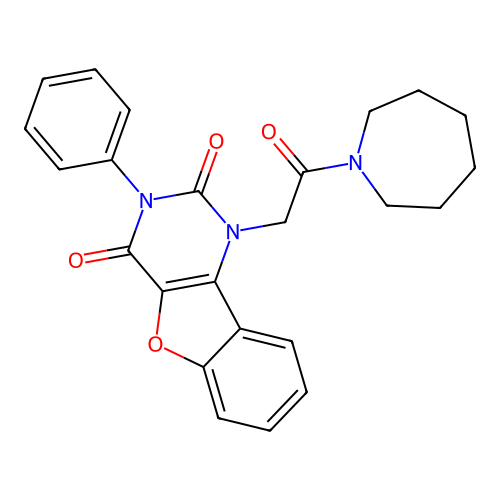 1-[2-(Azepan-1-yl)-2-oxoethyl]-3-phenyl-[1]benzofuro[3,2-d]pyrimidine-2,4-dione structure