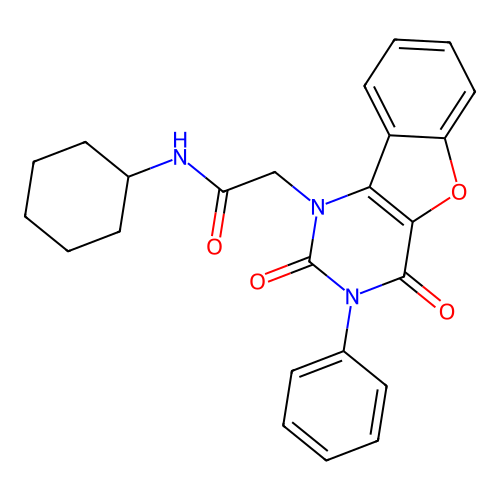 N-cyclohexyl-2-(2,4-dioxo-3-phenyl-[1]benzofuro[3,2-d]pyrimidin-1-yl)acetamide structure
