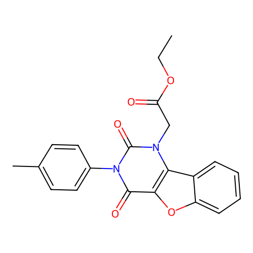 Ethyl 2-[3-(4-methylphenyl)-2,4-dioxo-[1]benzofuro[3,2-d]pyrimidin-1-yl]acetate structure