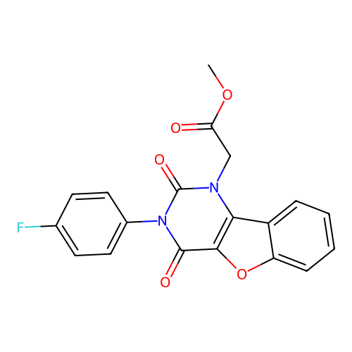 Methyl 2-[3-(4-fluorophenyl)-2,4-dioxo-[1]benzofuro[3,2-d]pyrimidin-1-yl]acetate structure