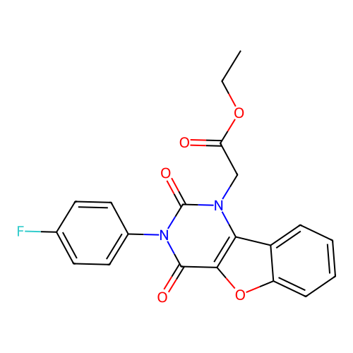 Ethyl 2-[3-(4-fluorophenyl)-2,4-dioxo-[1]benzofuro[3,2-d]pyrimidin-1-yl]acetate structure