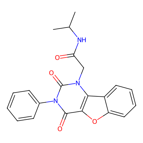 2-(2,4-dioxo-3-phenyl-[1]benzofuro[3,2-d]pyrimidin-1-yl)-N-propan-2-ylacetamide structure