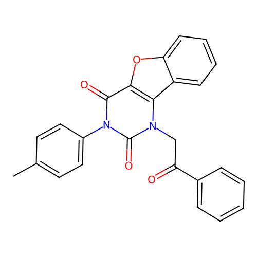 3-(4-Methylphenyl)-1-phenacyl-[1]benzofuro[3,2-d]pyrimidine-2,4-dione structure