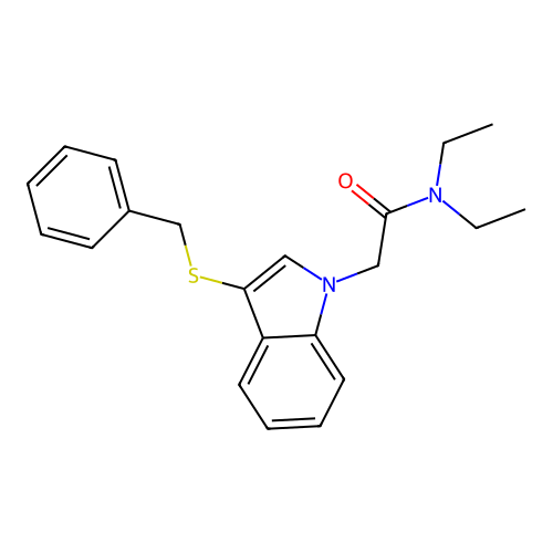2-(3-benzylsulfanylindol-1-yl)-N,N-diethylacetamide structure