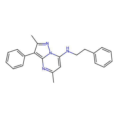 2,5-dimethyl-N-phenethyl-3-phenylpyrazolo[1,5-a]pyrimidin-7-amine structure