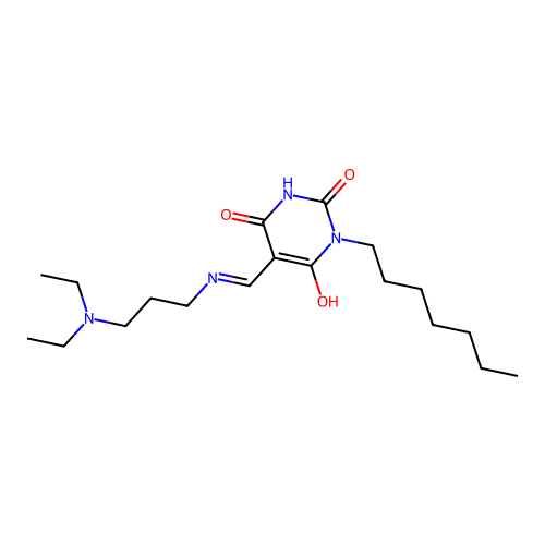 5-[(3-diethylaminopropylamino)methylidene]-1-heptyl-1,3-diazinane-2,4,6-trione structure