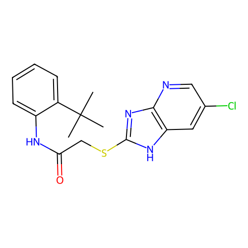 N-(2-(tert-butyl)phenyl)-2-((6-chloro-3H-imidazo[4,5-b]pyridin-2-yl)thio)acetamide structure