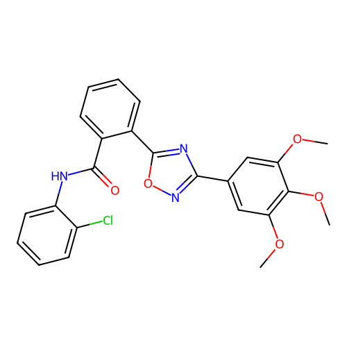 N-(2-chlorophenyl)-2-[3-(3,4,5-trimethoxyphenyl)-1,2,4-oxadiazol-5-yl]benzamide structure