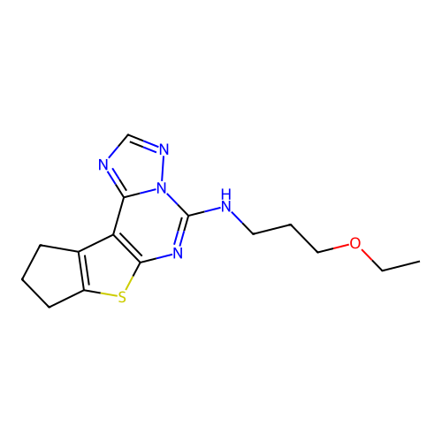 N-(3-ethoxypropyl)-9,10-dihydro-8H-cyclopenta[4,5]thieno[3,2-e][1,2,4]triazolo[1,5-c]pyrimidin-5-amine structure