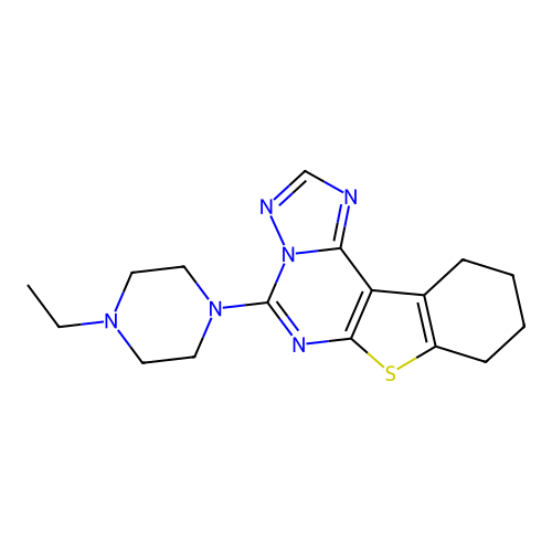 5-(4-ethylpiperazin-1-yl)-8,9,10,11-tetrahydro[1]benzothieno[3,2-e][1,2,4]triazolo[1,5-c]pyrimidine structure