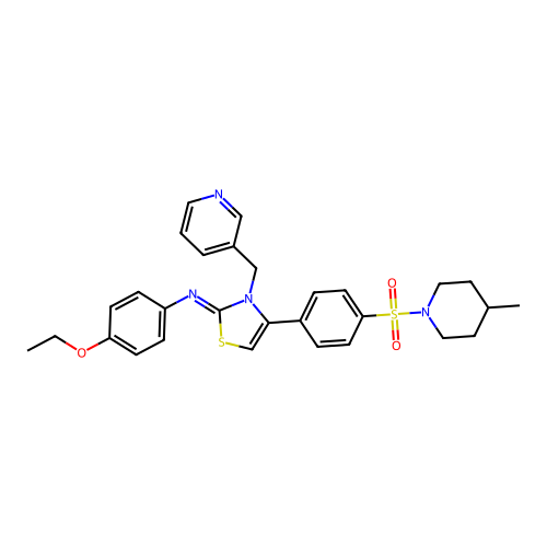 4-ethoxy-N-[(2Z)-4-{4-[(4-methylpiperidin-1-yl)sulfonyl]phenyl}-3-(pyridin-3-ylmethyl)-1,3-thiazol-2(3H)-ylidene]aniline structure