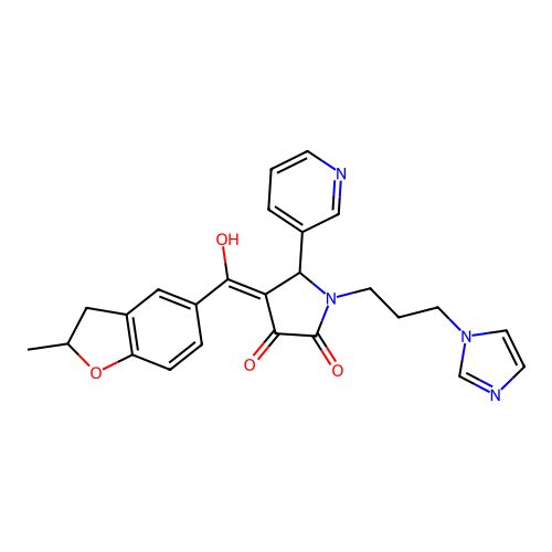 3-hydroxy-1-[3-(1H-imidazol-1-yl)propyl]-4-(2-methyl-2,3-dihydro-1-benzofuran-5-carbonyl)-5-(pyridin-3-yl)-2,5-dihydro-1H-pyrrol-2-one structure