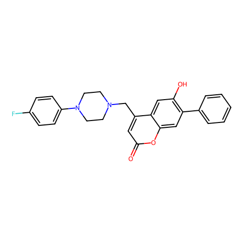 4-{[4-(4-fluorophenyl)piperazin-1-yl]methyl}-6-hydroxy-7-phenyl-2H-chromen-2-one structure