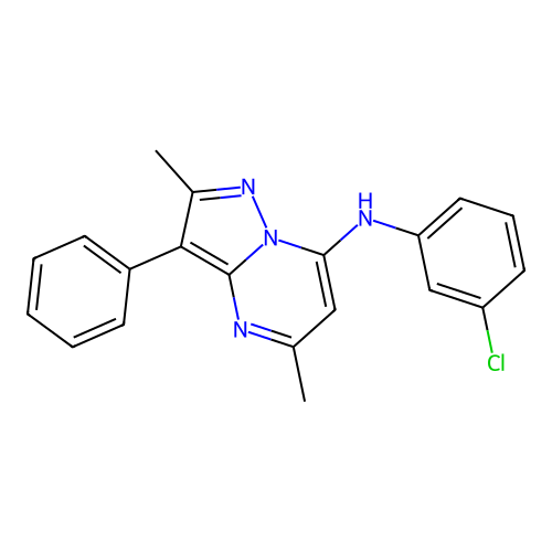N-(3-chlorophenyl)-2,5-dimethyl-3-phenylpyrazolo[1,5-a]pyrimidin-7-amine structure
