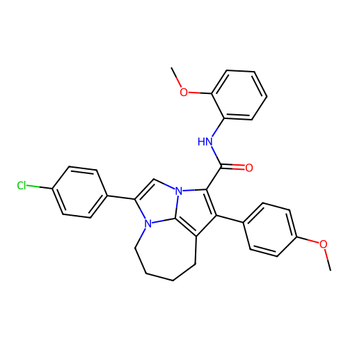 4-(4-chlorophenyl)-N-(2-methoxyphenyl)-1-(4-methoxyphenyl)-5,6,7,8-tetrahydro-2a,4a-diazacyclopenta[cd]azulene-2-carboxamide structure