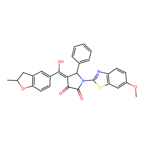 3-hydroxy-1-(6-methoxy-1,3-benzothiazol-2-yl)-4-(2-methyl-2,3-dihydro-1-benzofuran-5-carbonyl)-5-phenyl-2,5-dihydro-1H-pyrrol-2-one structure