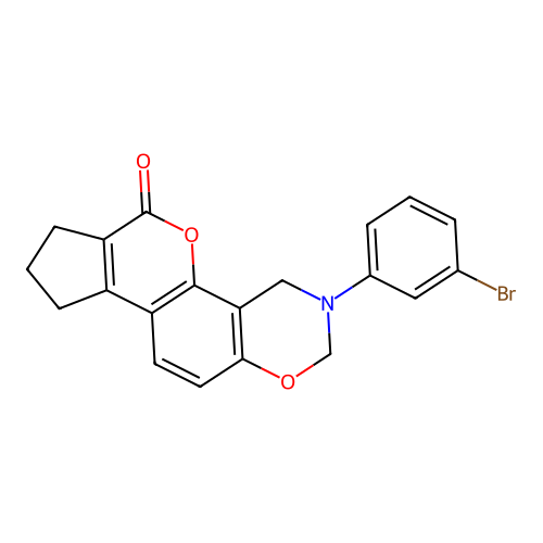 3-(3-bromophenyl)-3,4,8,9-tetrahydro-2H-cyclopenta[3,4]chromeno[8,7-e][1,3]oxazin-6(7H)-one structure