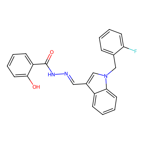 N'-{(E)-[1-(2-fluorobenzyl)-1H-indol-3-yl]methylidene}-2-hydroxybenzohydrazide structure