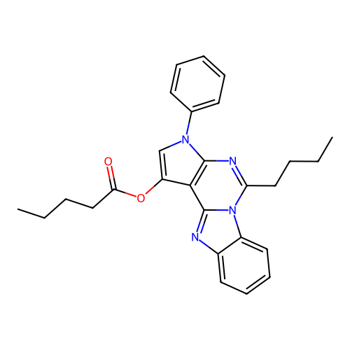 5-butyl-3-phenyl-3H-benzo[4,5]imidazo[1,2-c]pyrrolo[3,2-e]pyrimidin-1-yl pentanoate structure