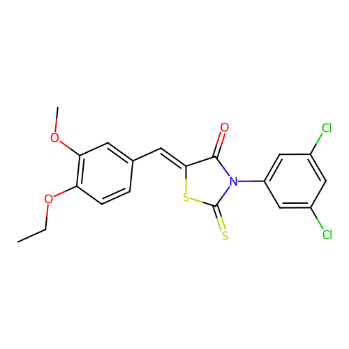 (Z)-3-(3,5-dichlorophenyl)-5-(4-ethoxy-3-methoxybenzylidene)-2-thioxothiazolidin-4-one structure