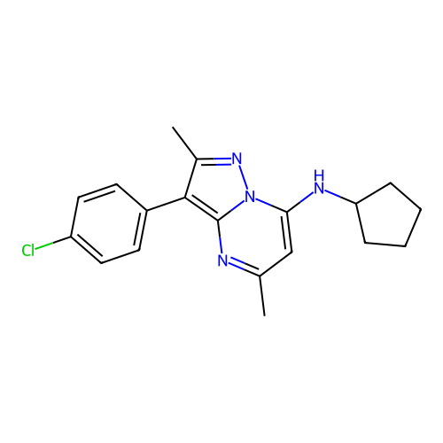 3-(4-chlorophenyl)-N-cyclopentyl-2,5-dimethylpyrazolo[1,5-a]pyrimidin-7-amine structure