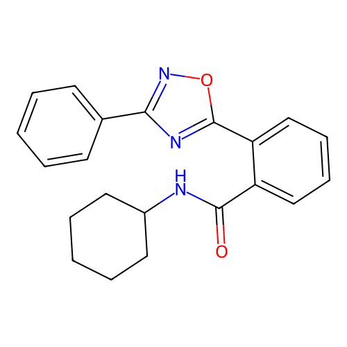N-cyclohexyl-2-(3-phenyl-1,2,4-oxadiazol-5-yl)benzamide structure