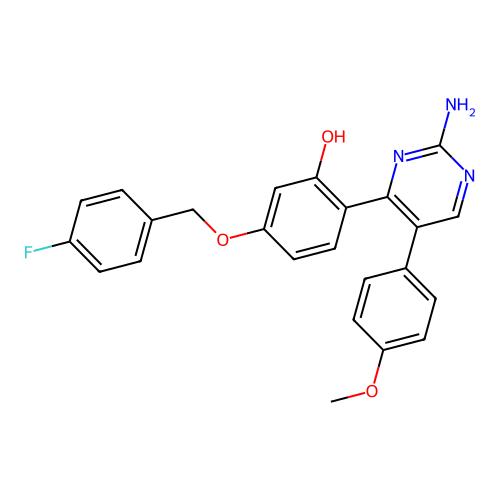 2-[2-Amino-5-(4-methoxyphenyl)pyrimidin-4-YL]-5-[(4-fluorophenyl)methoxy]phenol structure