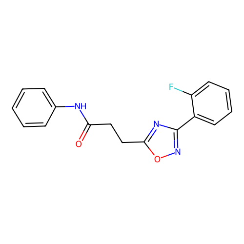 3-[3-(2-fluorophenyl)-1,2,4-oxadiazol-5-yl]-N-phenylpropanamide structure