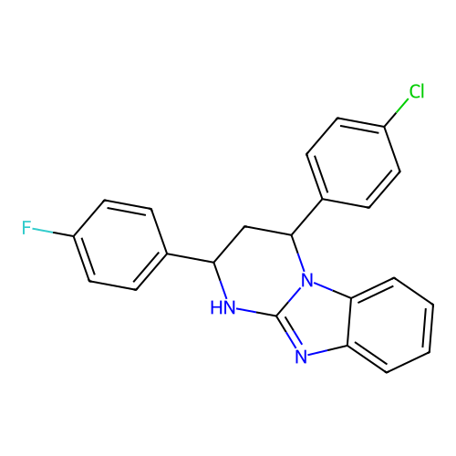 4-(4-chlorophenyl)-2-(4-fluorophenyl)-1,2,3,4-tetrahydropyrimido[1,2-a]benzimidazole structure