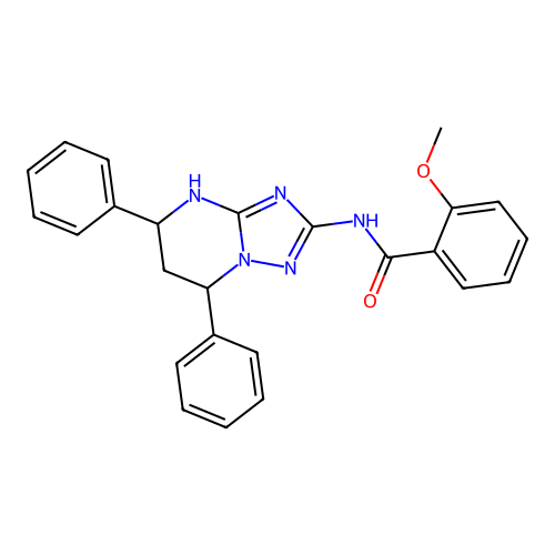 N-(2,4-diphenyl-1,5,7,9-tetrazabicyclo[4.3.0]nona-5,7-dien-8-yl)-2-methoxy-benzamide structure