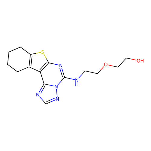 2-(2-((8,9,10,11-tetrahydrobenzo[4,5]thieno[3,2-e][1,2,4]triazolo[1,5-c]pyrimidin-5-yl)amino)ethoxy)ethanol structure